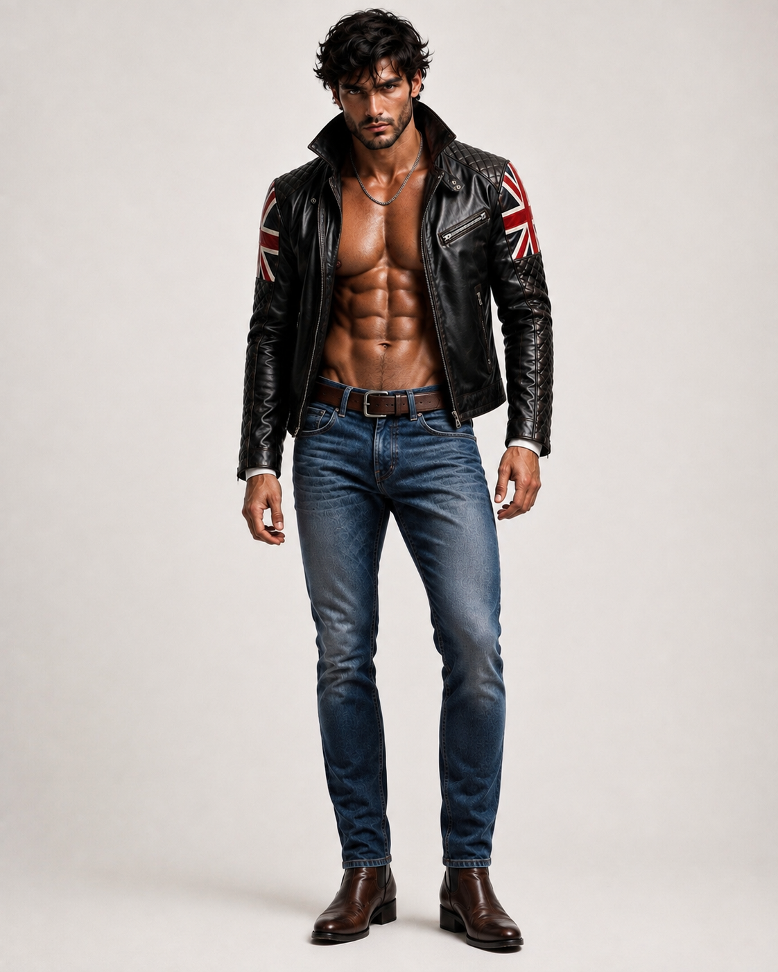 Union Jack Black Leather Café Racer Jacket | Daaran – sleeve and cuff detail