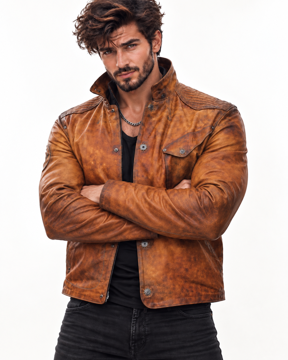 Dravenor by Daaran Cognac Burnished Leather Jacket