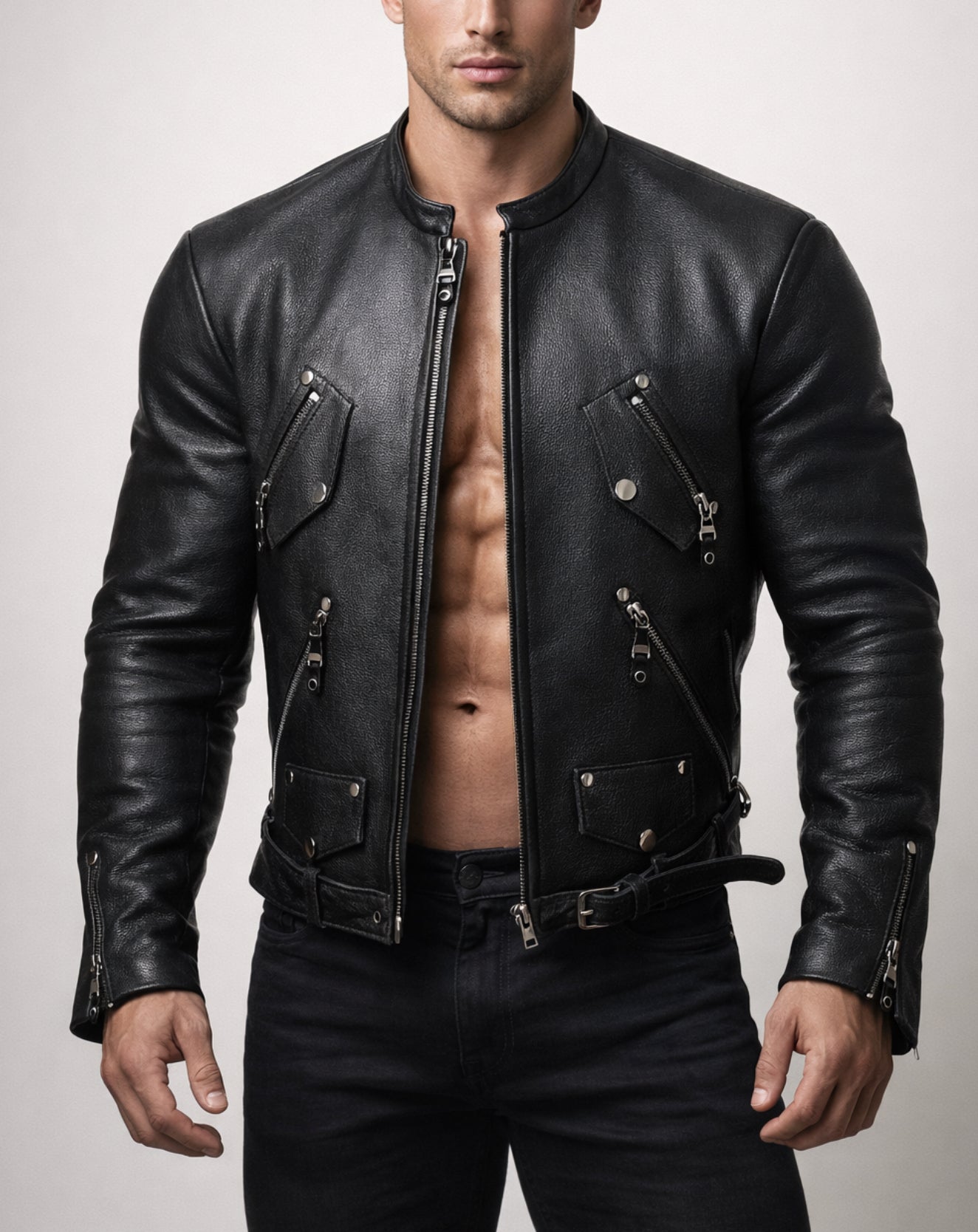 Vero Black Cropped Biker Leather Jacket