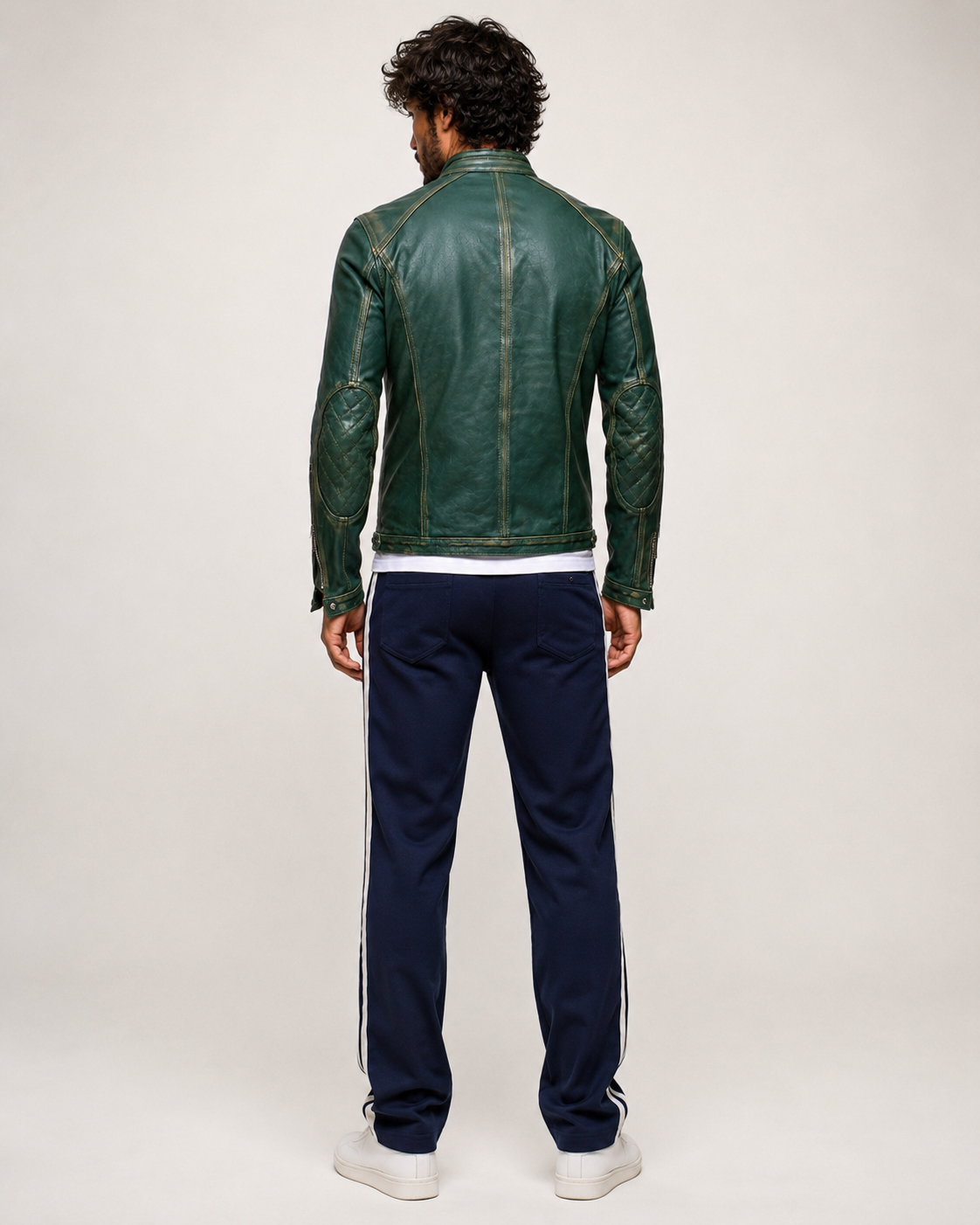 Urban Viper Distressed Green Leather Biker Jacket