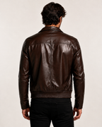 Brown Sheep Leather Bomber Jacket – Havaro by Daaran