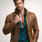 Men’s Cognac Brown Moto Leather Jacket – Distressed Sheep Leather Slim Fit | Torve by Daaran