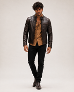 Brown Sheep Leather Moto Racer Jacket – Stryker