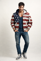 Men’s Distressed Sheep Leather Bomber Jacket – Vintage Flag | Daaran Keaton