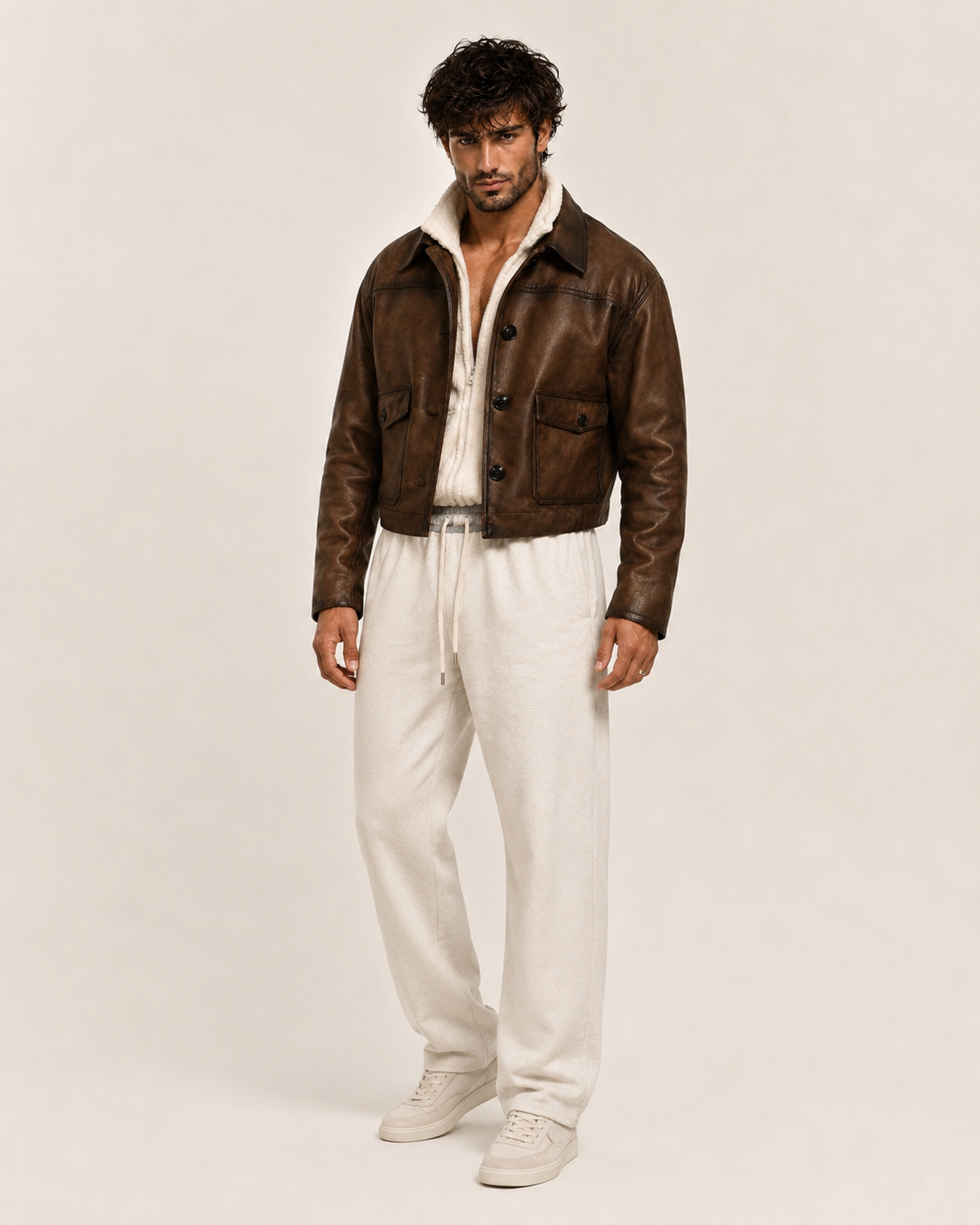 Urban Ember Brown Leather Bomber Jacket