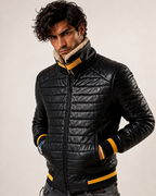 StormFlight Black Leather Bomber Jacket