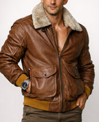 Aviator Valor Brown Suede Bomber Leather Jacket