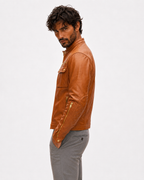 Vanguard Camel Leather Moto Jacket