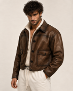 Urban Ember Brown Leather Bomber Jacket