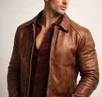 Ashcroft Brown Cafe Racer Leather Jacket