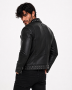 Midnight Rebel Black Leather Biker Jacket