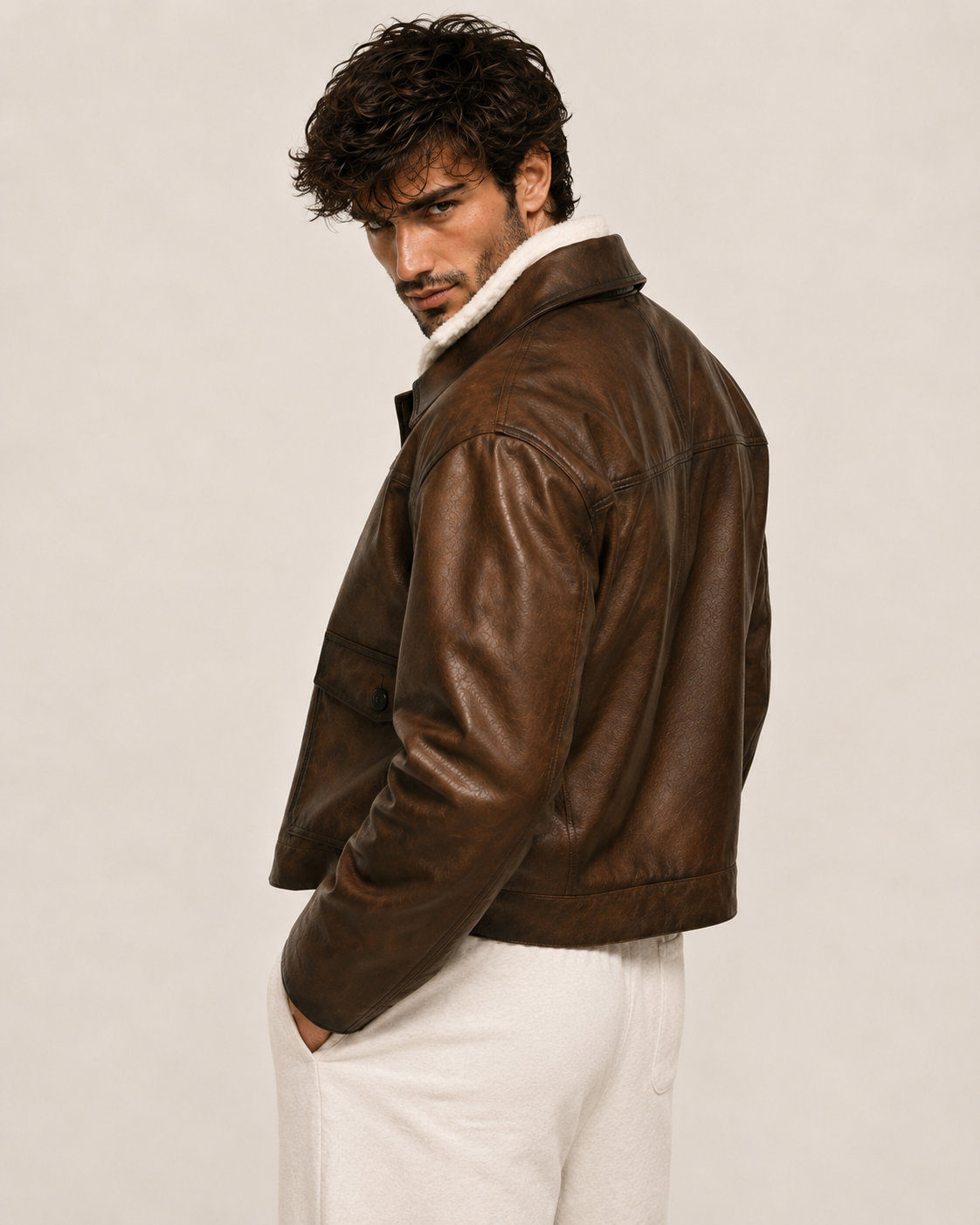 Urban Ember Brown Leather Bomber Jacket