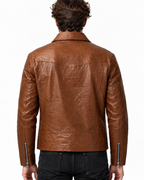 Montaro Luxe Rider Brown Leather Trucker Jacket