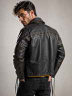 Velkar Distressed Black Sheepskin Leather Jacket