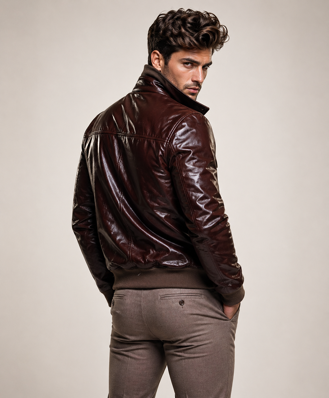 Dark Brown Sheepskin Leather Jacket Sable by Daaran