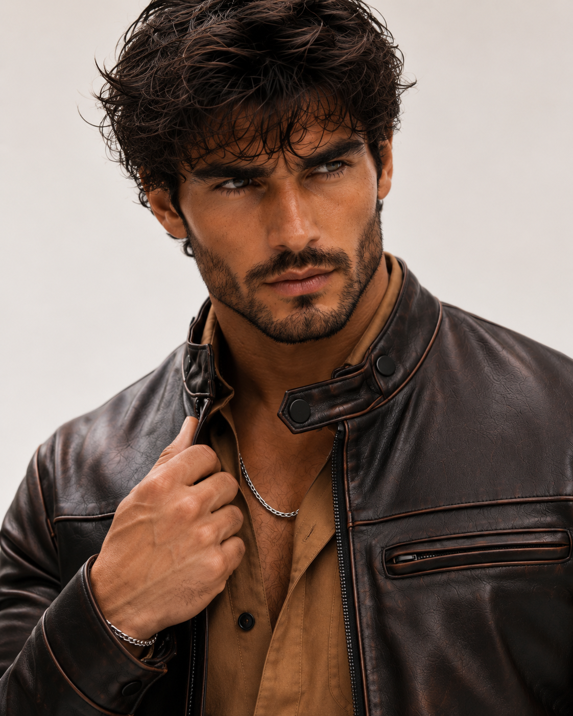 Brown Sheep Leather Moto Racer Jacket – Stryker