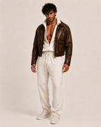Urban Ember Brown Leather Bomber Jacket