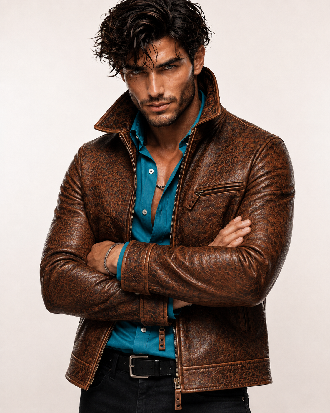 Talon Ridge Distressed Brown Leather Jacket