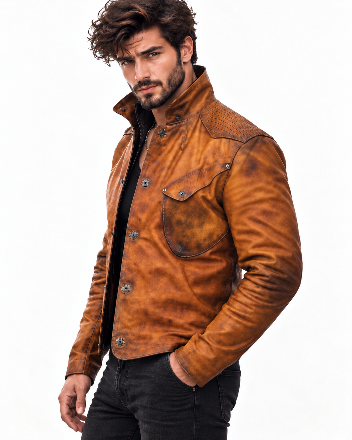 Dravenor by Daaran Cognac Burnished Leather Jacket
