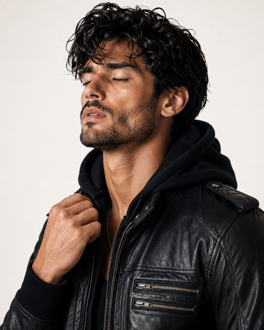 Black Sheep Leather Bomber Jacket – Detachable Hoodie | Daaran – interior lining view