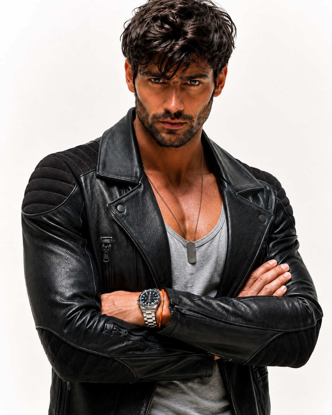 Raven Black Leather Biker Jacket