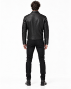 Black Cowhide Leather Bomber Jacket – Slim Fit Moto