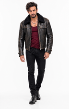 Black Sheep Leather Shearling Collar Jacket – KOVAR