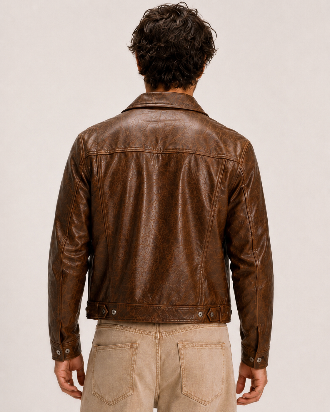 Tobacco Storm Brown Leather Trucker Jacket