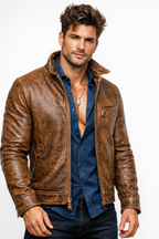 Talon Ridge Distressed Brown Leather Jacket