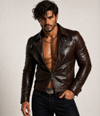 Vintage Cognac Sheep Leather Moto Jacket