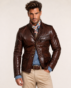 Brown Genuine Sheep Leather Jacket for Men - Daaran Wanderer
