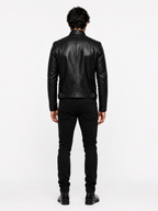 Midnight Vortex Black Leather Moto Jacket
