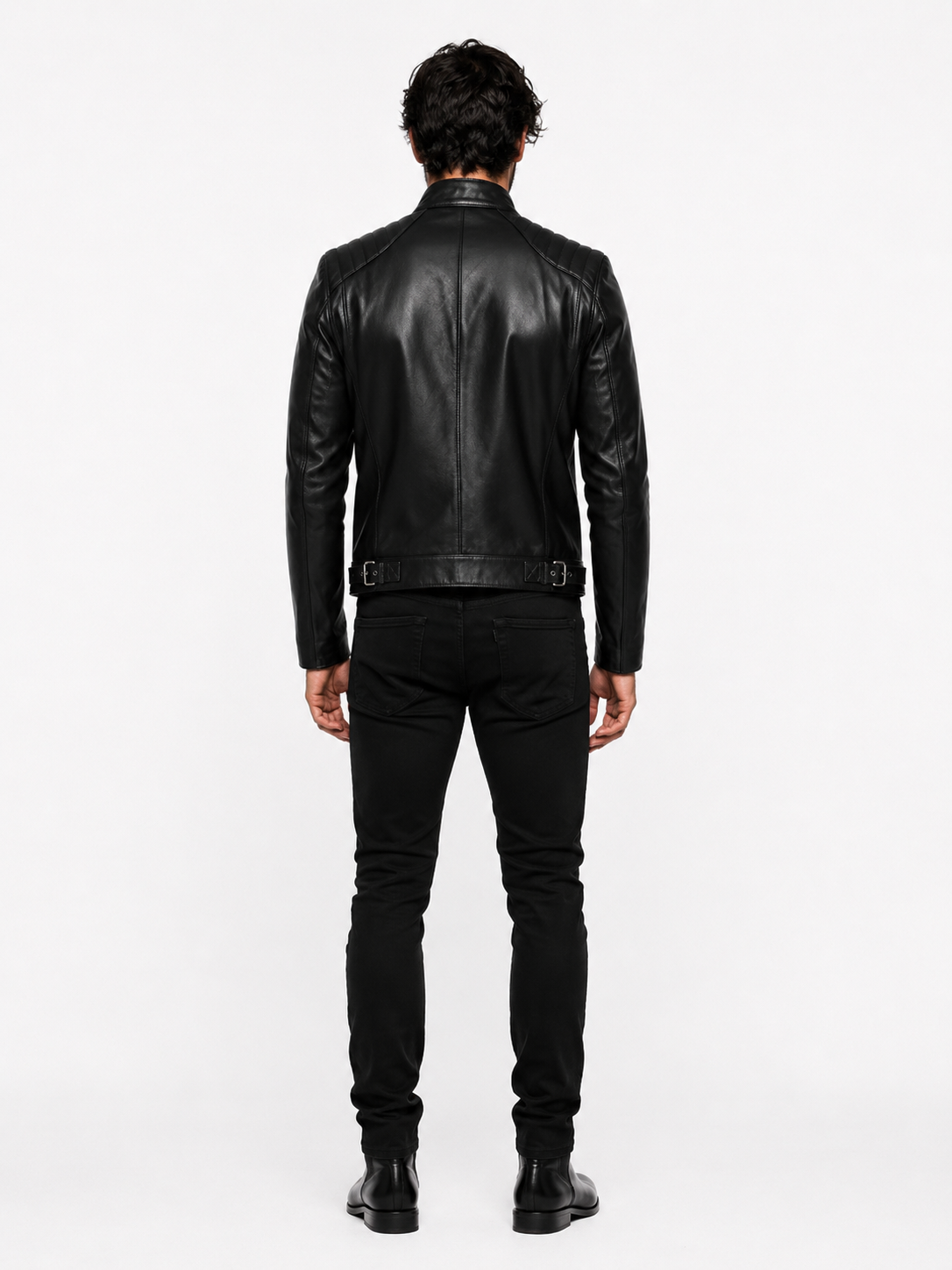 Midnight Vortex Black Leather Moto Jacket