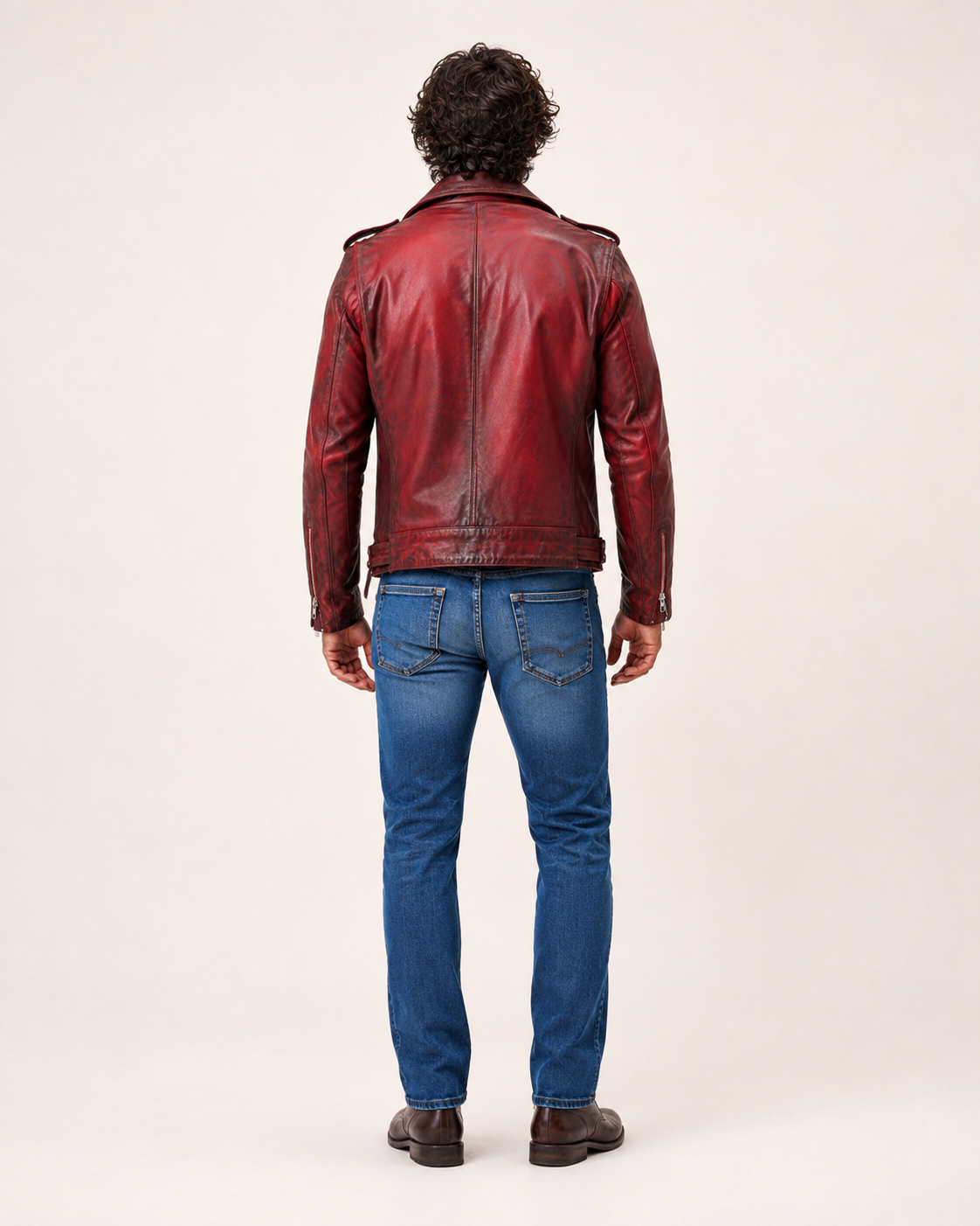 Urban Raider Distressed Red Leather Moto Jacket