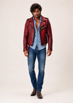 Urban Raider Distressed Red Leather Moto Jacket