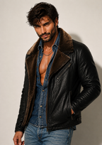 Dark Brown Shearling Aviator Jacket – Ravenline