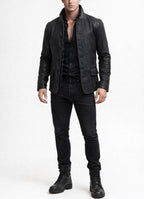 Vault Black Suede Leather Jacket for Men