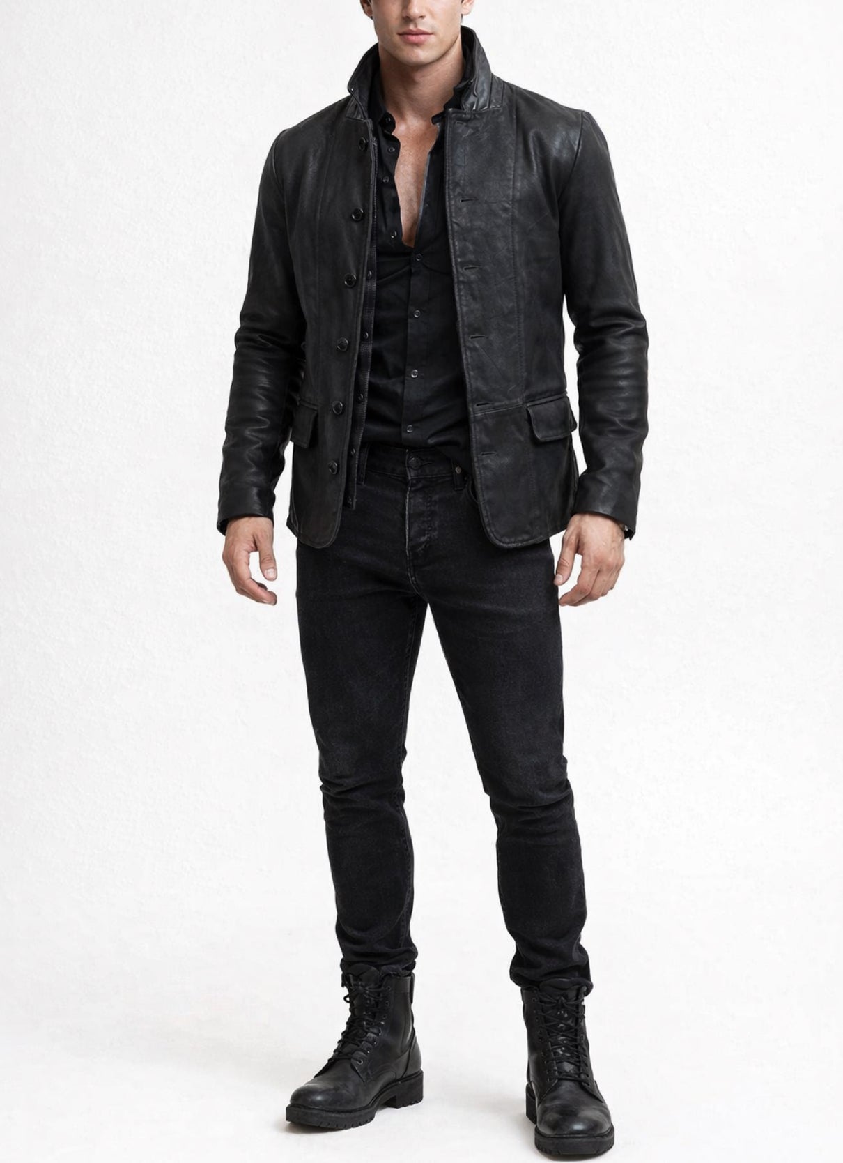 Vault Black Suede Leather Jacket for Men