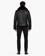 Shadow Sentinel Black Leather Aviator Jacket