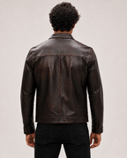 Brown Sheep Leather Moto Racer Jacket – Stryker