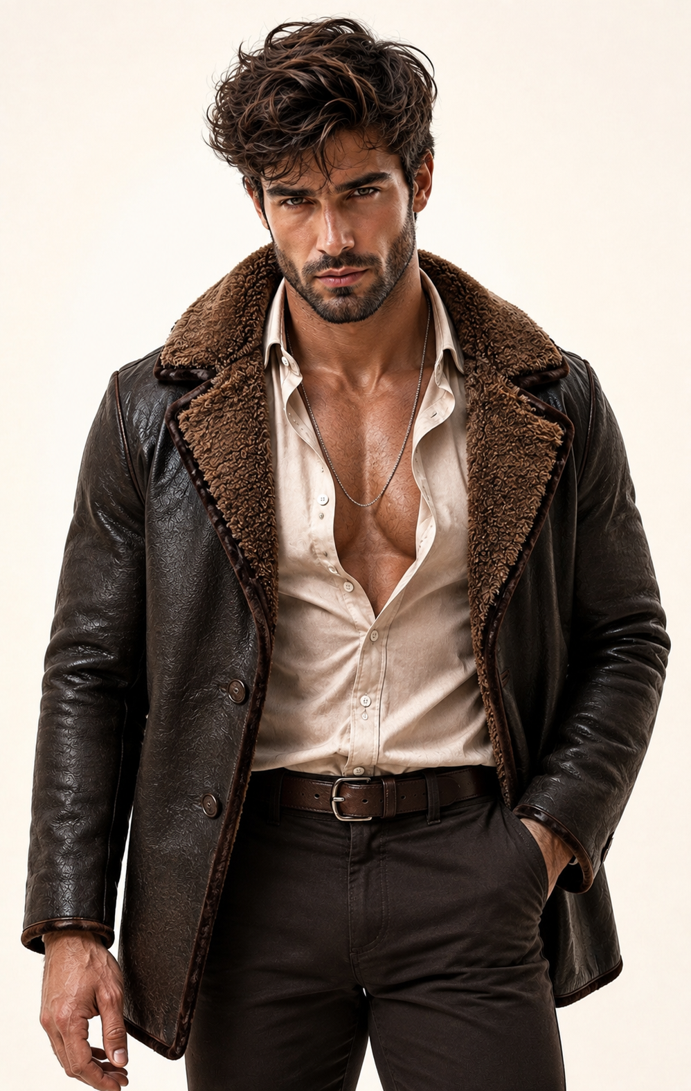 Eclipse Shearling Brown Leather Jacket