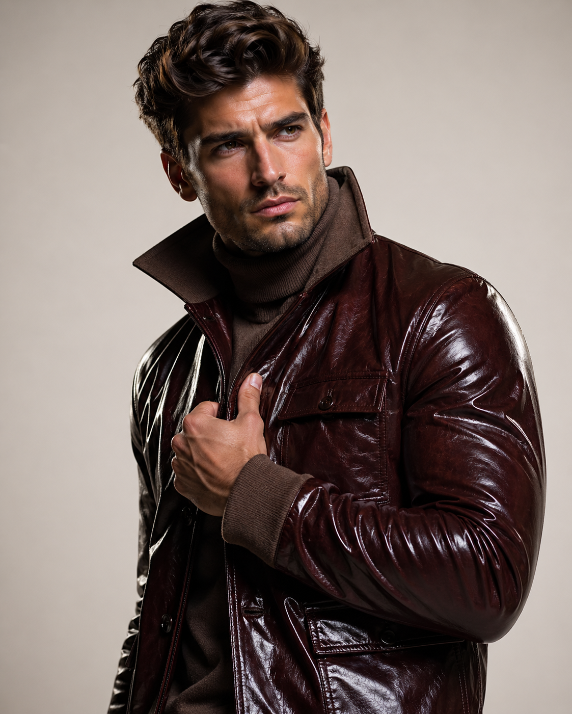 Dark Brown Sheepskin Leather Jacket Sable by Daaran
