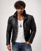 Urban Valor Black Leather Biker Jacket