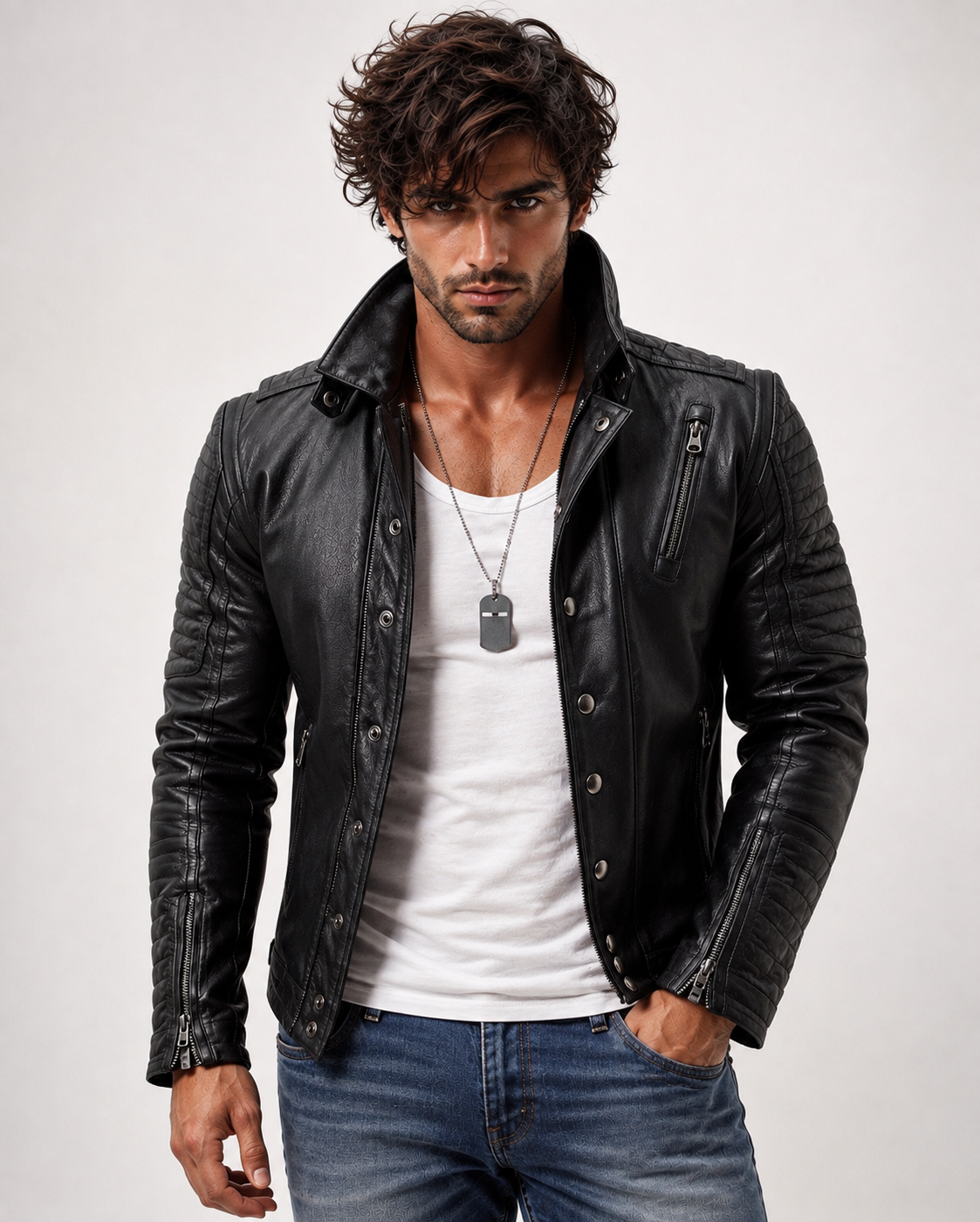 Urban Valor Black Leather Biker Jacket
