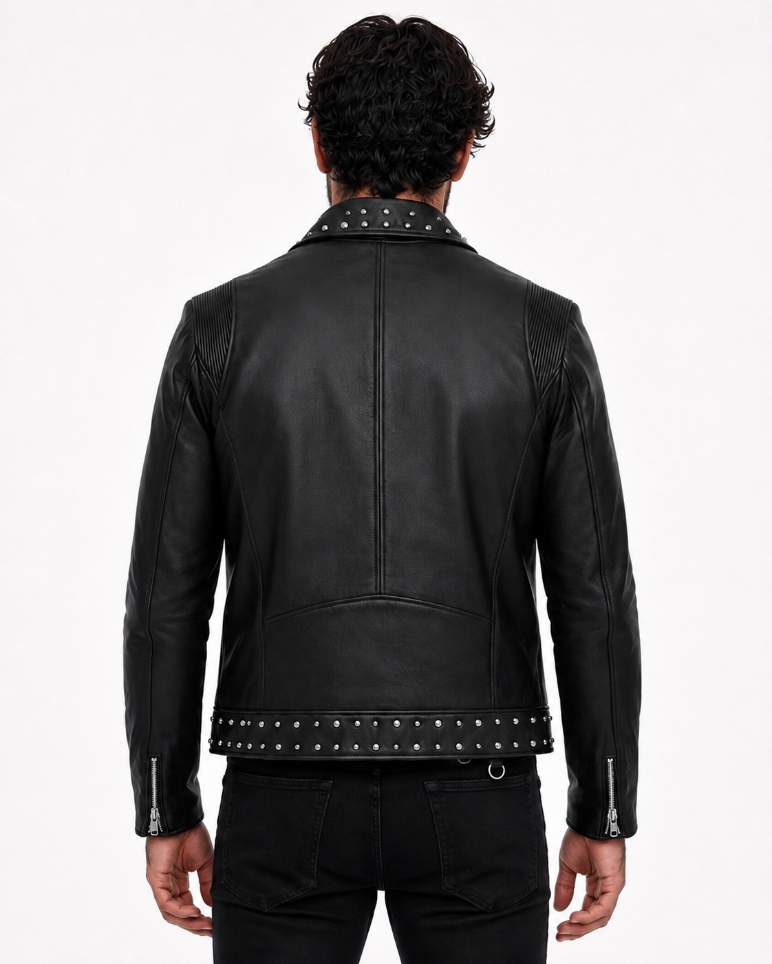 Midnight Rebel Black Leather Biker Jacket