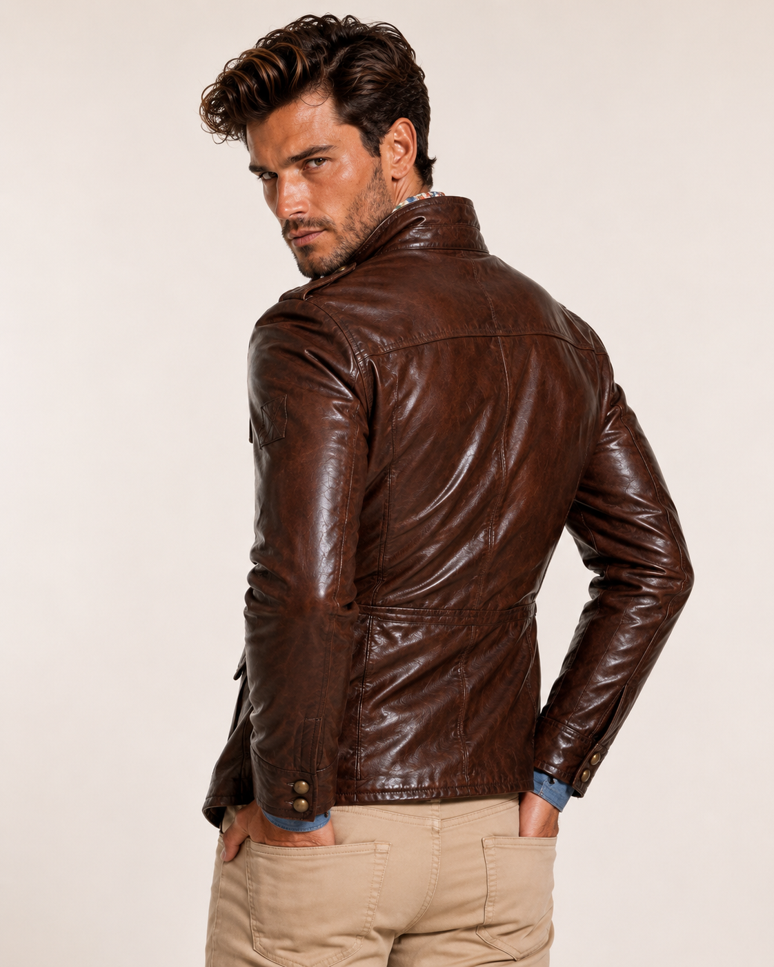 Brown Genuine Sheep Leather Jacket for Men - Daaran Wanderer