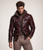 Dark Brown Sheepskin Leather Jacket Sable by Daaran