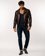 Men's Sheep Leather Biker Jacket: Slim Fit Motorcycle Style | Daaran – sleeve and cuff detail