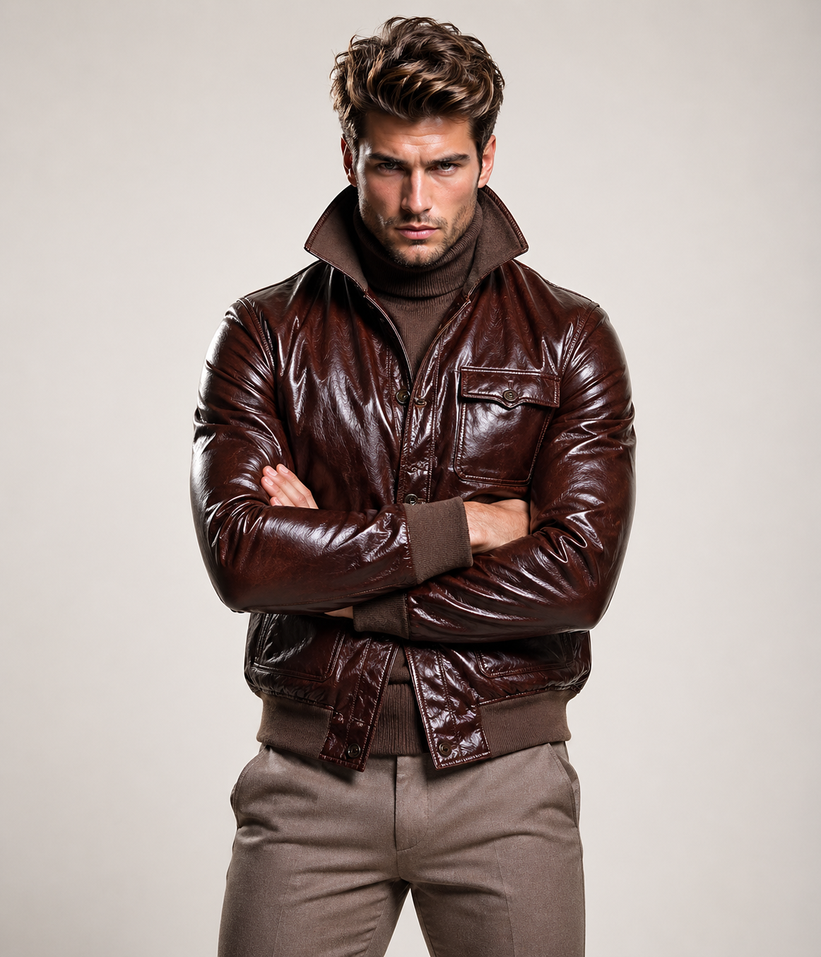 Dark Brown Sheepskin Leather Jacket Sable by Daaran