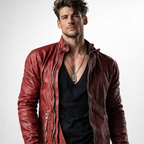 Red Distressed Moto Leather Jacket – Genuine Sheep Leather Slim Fit | Rovek by Daaran